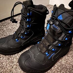 Columbia Kids Black and Blue Waterproof Boots
